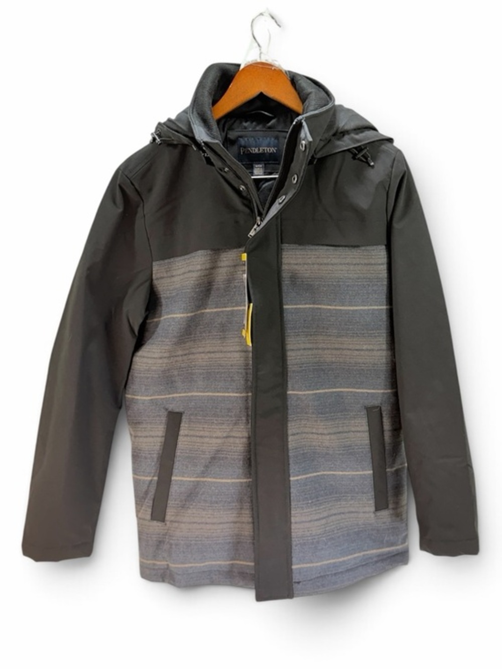 Pendleton Hooded Wool Blend Insulated Jacket coat Black Blue Size Small NWT
